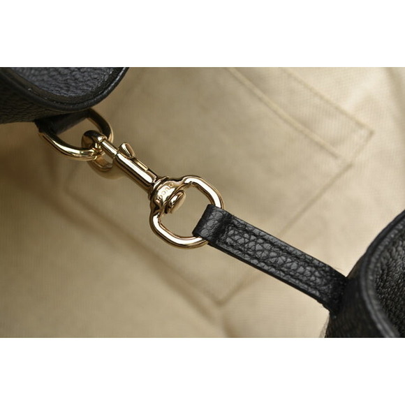 Gucci Soho Interlocking GG Tote Shoulder Bag Black Leather - Picture 11 of 12